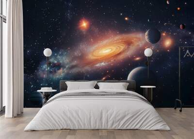 solar system in milky way show planets orbiting Wall mural