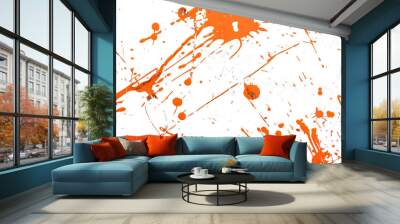 solid black background with a few larger orange paint splatters Wall mural