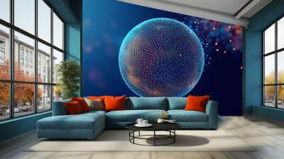 Sphere with connecting points. Global Connection Technology. The accumulation of information. 3D rendering. Wall mural