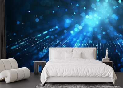 Stylish blue technology lights background Wall mural