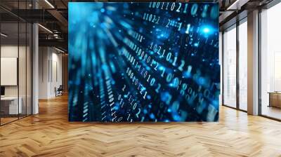 Technology background with binary computer code Wall mural