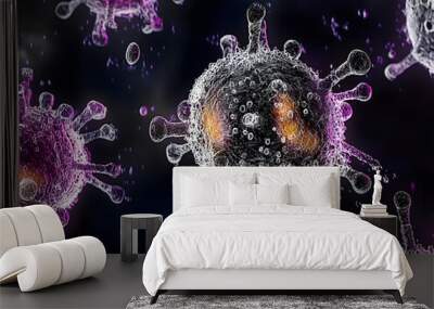 The H5N1 avian flu virus seen by transmission electron microscopy Wall mural