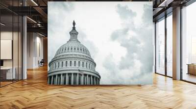 Textured image of the United States Capitol dome on a stormy day Wall mural