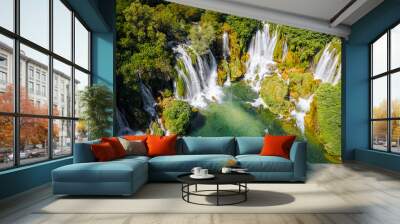 Aerial view of Kravica Waterfalls (Vodopad Kravica), Bosnia and Herzegovina Wall mural