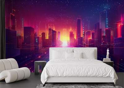 Vector illustration of urban architecture cityscape Wall mural