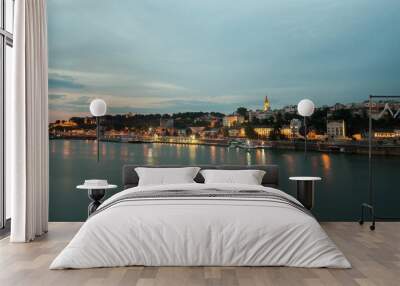 View of the city of Belgrade across the river. Belgrade, Serbia
 Wall mural