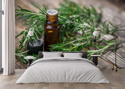 Rosemary essential oil and fresh rosemary Wall mural