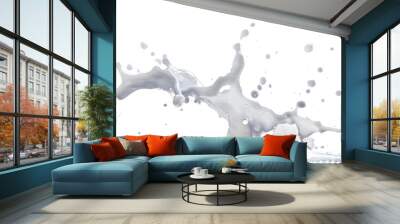 White bubble foam splash explosion in the air on black background,freeze stop motion photo object design Wall mural