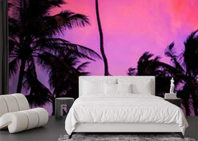 Palm trees at Miami beach at sunset Wall mural