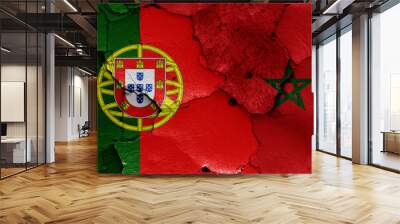 flags of Portugal and Morocco Wall mural