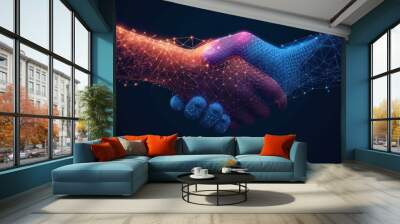 Business man hands agreement with some wire technology. Wall mural