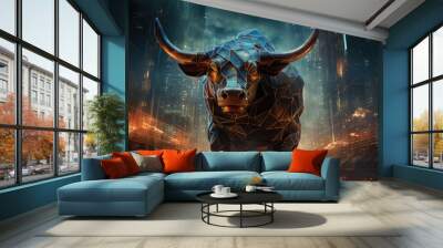 Finance bull market design. Bulls bussiness investment background. Wall mural