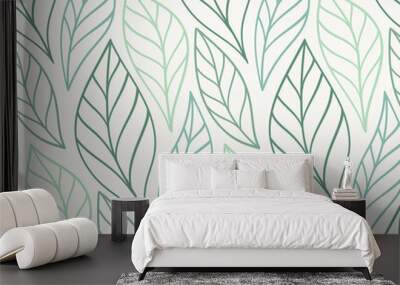 Vector hand drawn leaves seamless pattern. Abstract trendy floral background. Repeatable texture. Wall mural