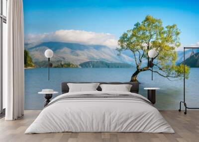 Wanaka Tree on a Serene Morning in New Zealand Wall mural