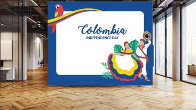 VECTORS. Editable banner for Colombia Independence Day and patriotic events. Celebration, festival, party, music, traditional dance, traditional clothing Wall mural