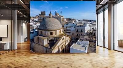 aerial view of the church San Gioacchino padre della Beata Vergine Maria in the town of Ceglie Messapica, in the south of Italy Wall mural