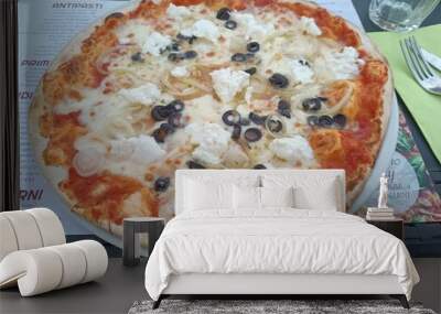 wood-fired oven-baked margherita pizza Wall mural