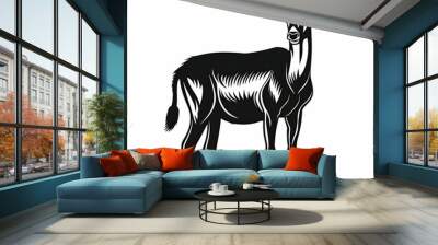 A black and white drawing of an antelope on a white background Wall mural