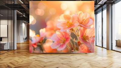 Beautiful flowers  close-up in the sunset for background Wall mural