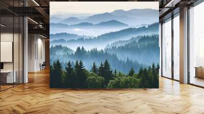 Black forest colouring landscape. Illustration of the Black Forest in Germany Wall mural