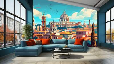 Illustration of Rome city landscape Wall mural