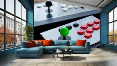 Real Arcade Joystick on Wood table Wall mural