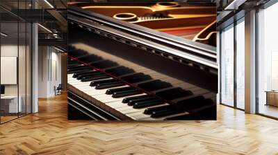 piano, grand piano, keys of a musical instrument, macro, close Wall mural