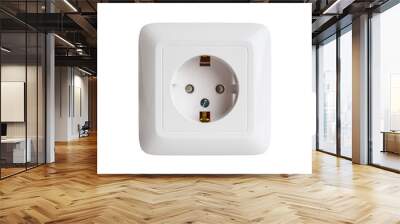 Wall-mounted electrical socket for connecting an electrical plug from appliances device socket isolated on a white background Wall mural