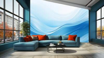 blue wave banner, background with copy space, blue wallpaper  Wall mural