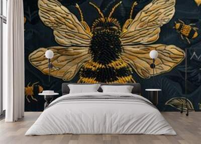 Knitted fabric with a bee pattern Wall mural