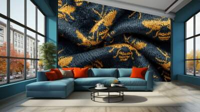 Knitted fabric with a bee pattern Wall mural