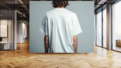 Oversized white T-shirt. Product Photography Mockup on Isolated Background Wall mural