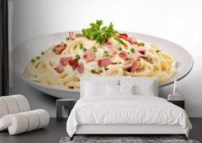 Penne pasta carbonara cream sauce - Italian food style. Food photography Wall mural