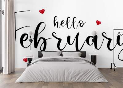 Hello February vector illustration. Wall mural