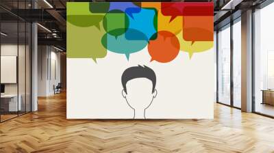 man with speech ballons communication concept Wall mural