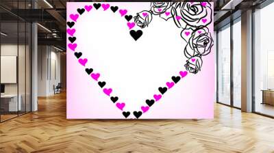 postcard with heart and rose 2 Wall mural