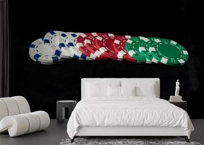 Casino chips white, green and red. Wall mural