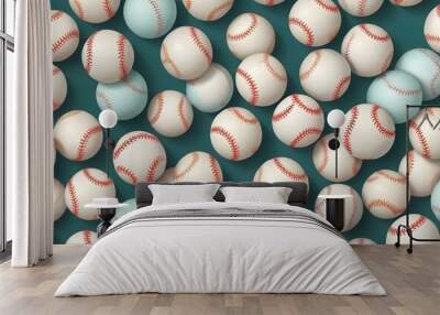 A baseball with red stitching and white stripes and with backgrounds Wall mural