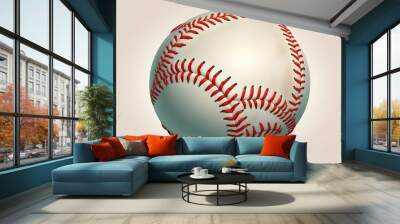 A baseball with red stitching and white stripes and with backgrounds Wall mural