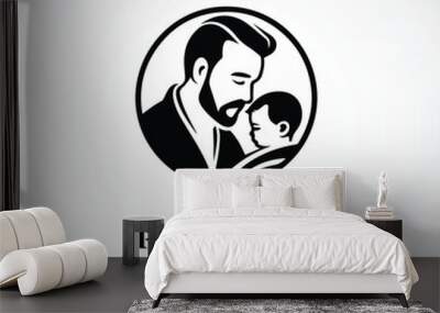 Happy father's day vector design father and son icon happy father's day Wall mural