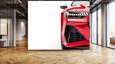 Closeup on a generic and unbranded red sport car isolated on a white background Wall mural