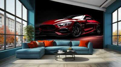 Front view of a generic red sport car Wall mural