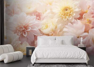 Soft pastel colors flowers banner background Wall mural