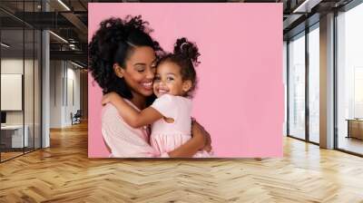 happy mother's day! Adorable sweet young afro-american mother with cute little daughter. Wall mural