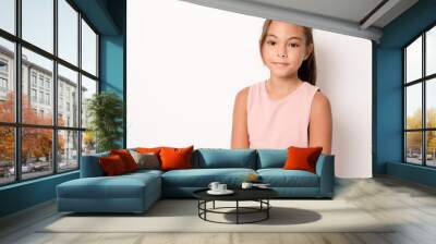 Portrait of young girl on white background Wall mural