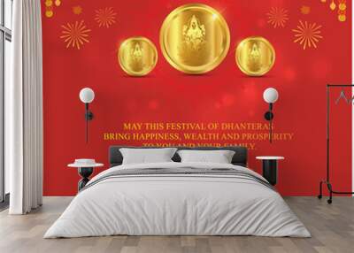 Happy Dhanteras Wishes, Greetings Social Media Post Template Vector Wall mural