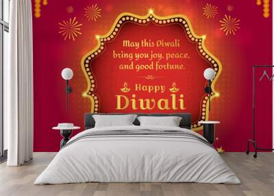 Happy Diwali Wishes. Indian Festival Traditional Greeting Card. Social Media Post, Digital marketing Post Vector layered Wall mural