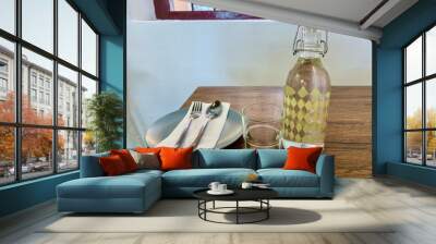 glass of water and cutlery Wall mural