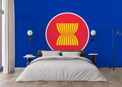 Flag of Association of Southeast Asian Nations, ASEAN, ASEAN emblem on a blue background Wall mural