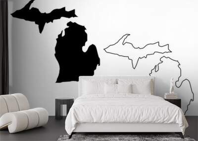 Michigan map vector illustration, scribble sketch Michigan m Wall mural